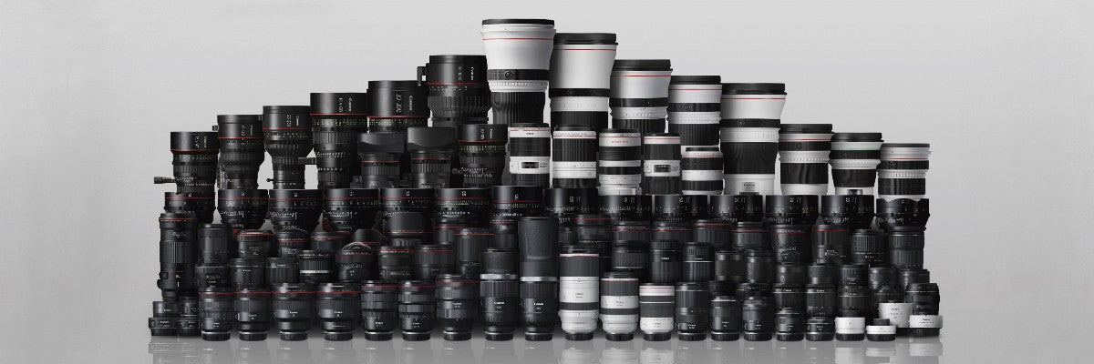 Canon EF and RF lenses side by side