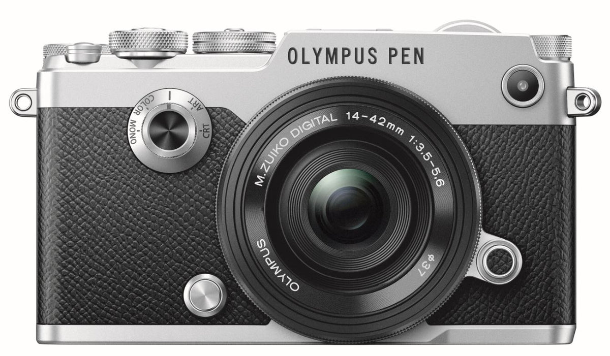 Olympus PEN-F zilver + 14-42mm Pancake EZ zwart