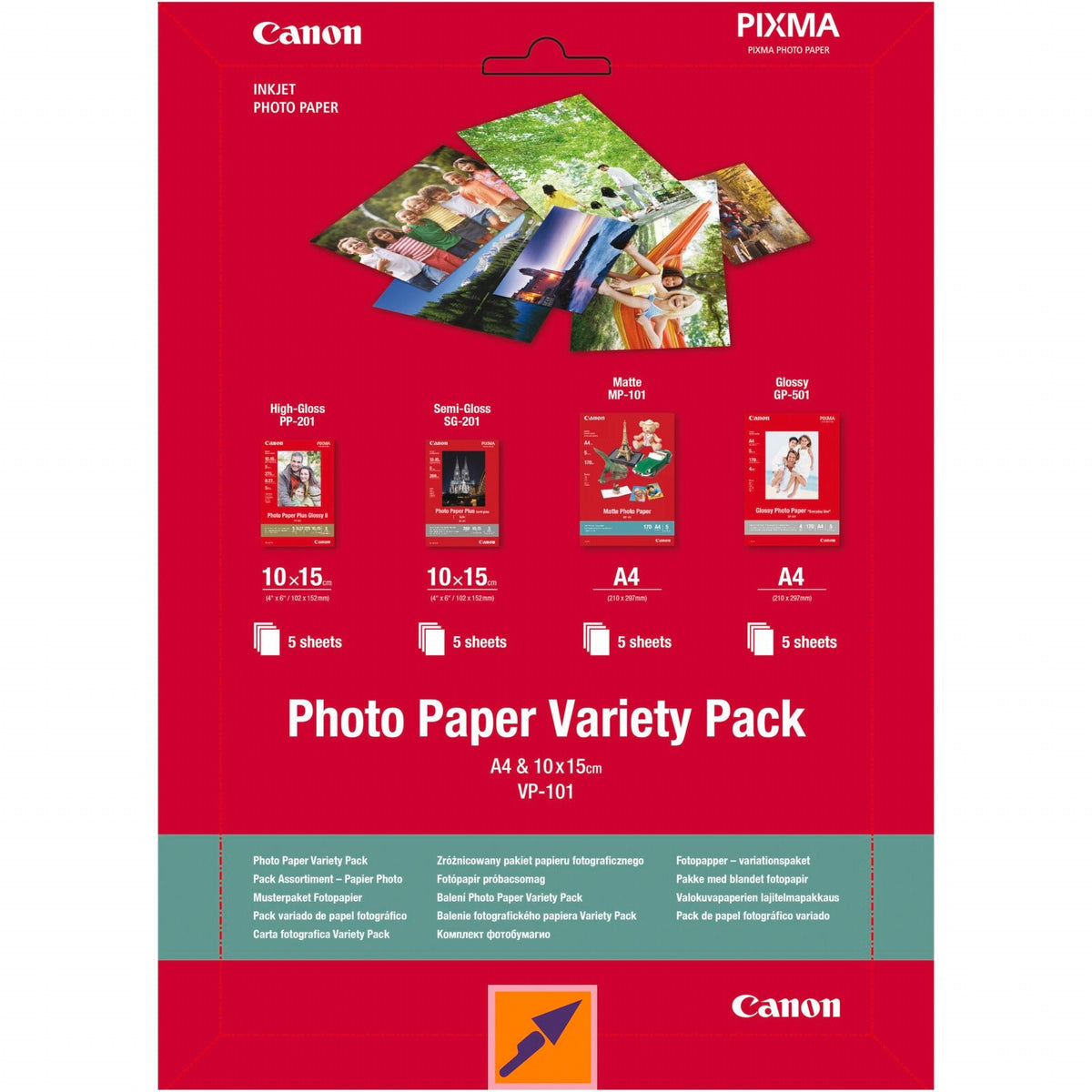 Canon VP-101 Photo paper Variety Pack A4 and 10x15cm 4x5 sheets