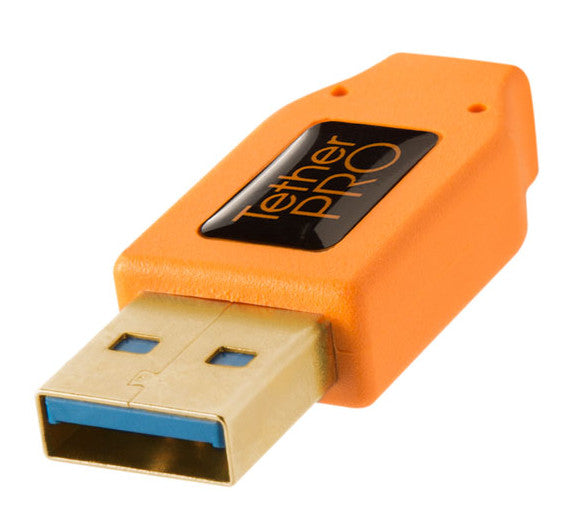 Tether Tools TetherPro USB 3.0 A Male to Micro B Right Angle 4.6m Orange