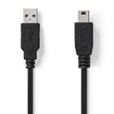 Nedis USB-A 2.0 male - USB Mini-B 5-pin male 2m Black
