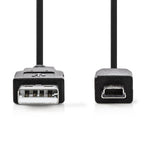 Nedis USB-A 2.0 male - USB Mini-B 5-pin male 2m Black