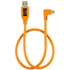 Tether Tools TetherPro USB 2.0 to Mini-B 5-pin Right Angle Adapter "Pigtail", 20" (50cm), High-Visibilty Orange