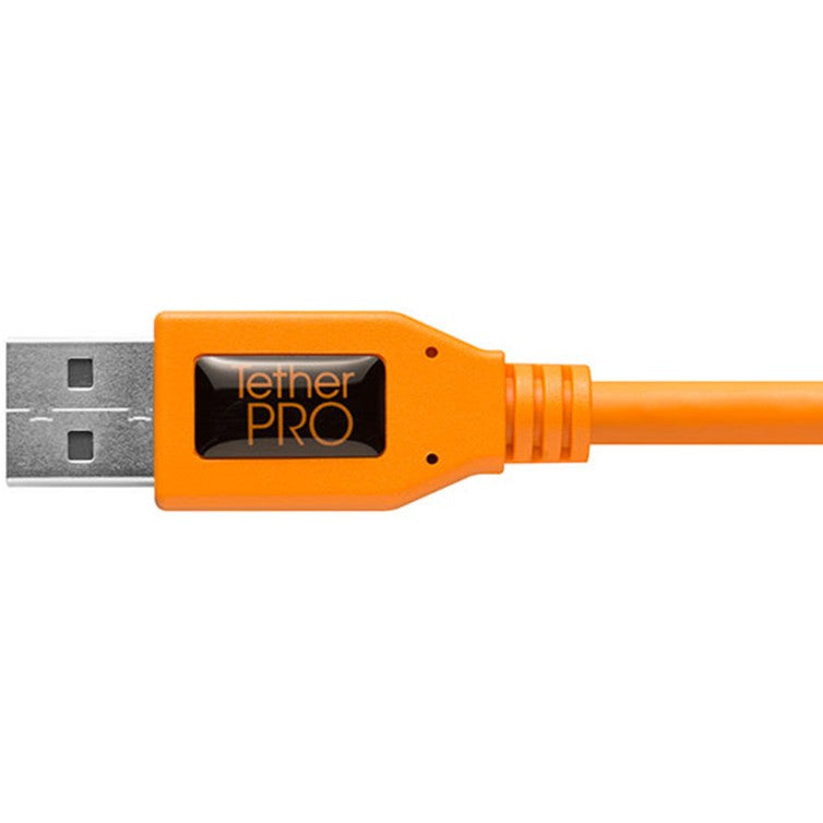 Tether Tools TetherPro USB 2.0 to Mini-B 5-pin Right Angle Adapter "Pigtail", 20" (50cm), High-Visibilty Orange