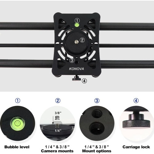 Konova P1 80cm Carbon Fibre Camera Slider (w/ KMS-S3)