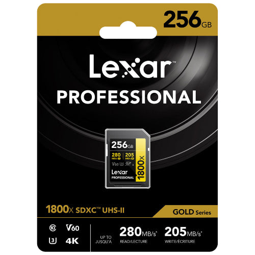 Lexar Professional Gold SD Card UHS-II - R280/W205 MB/s - 256GB - V60