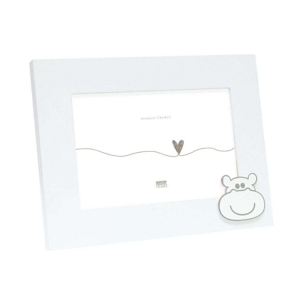 Deknudt Baby frame in white with hippo motif 13x18 S66RK1