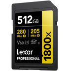 Lexar Professional Gold SD Card UHS-II - R280/W205 MB/s - 512GB - V60