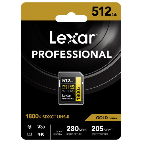 Lexar Professional Gold SD Card UHS-II - R280/W205 MB/s - 512GB - V60