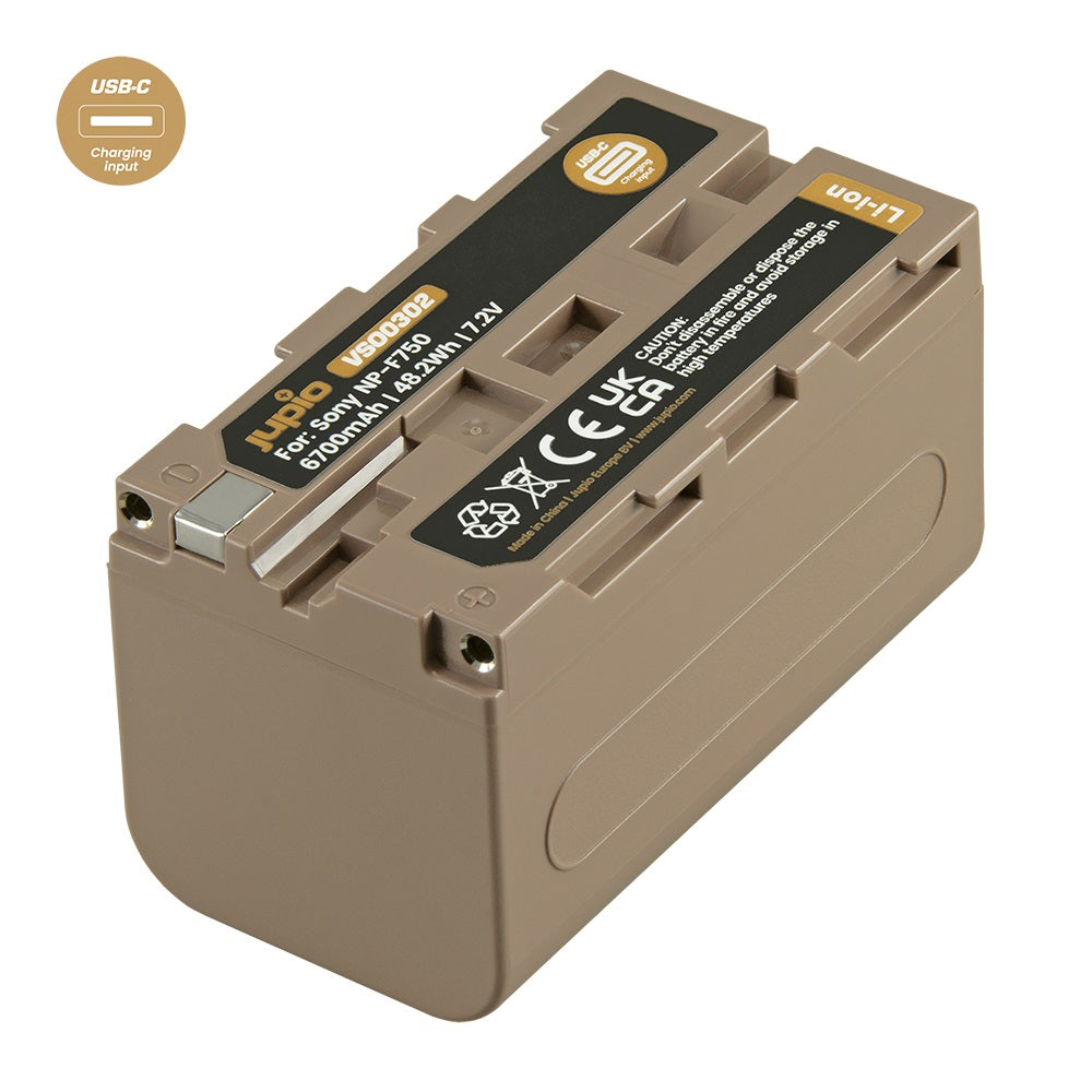 Jupio Sony NP-F750 Ultra C 6700mAh battery with USB-C input