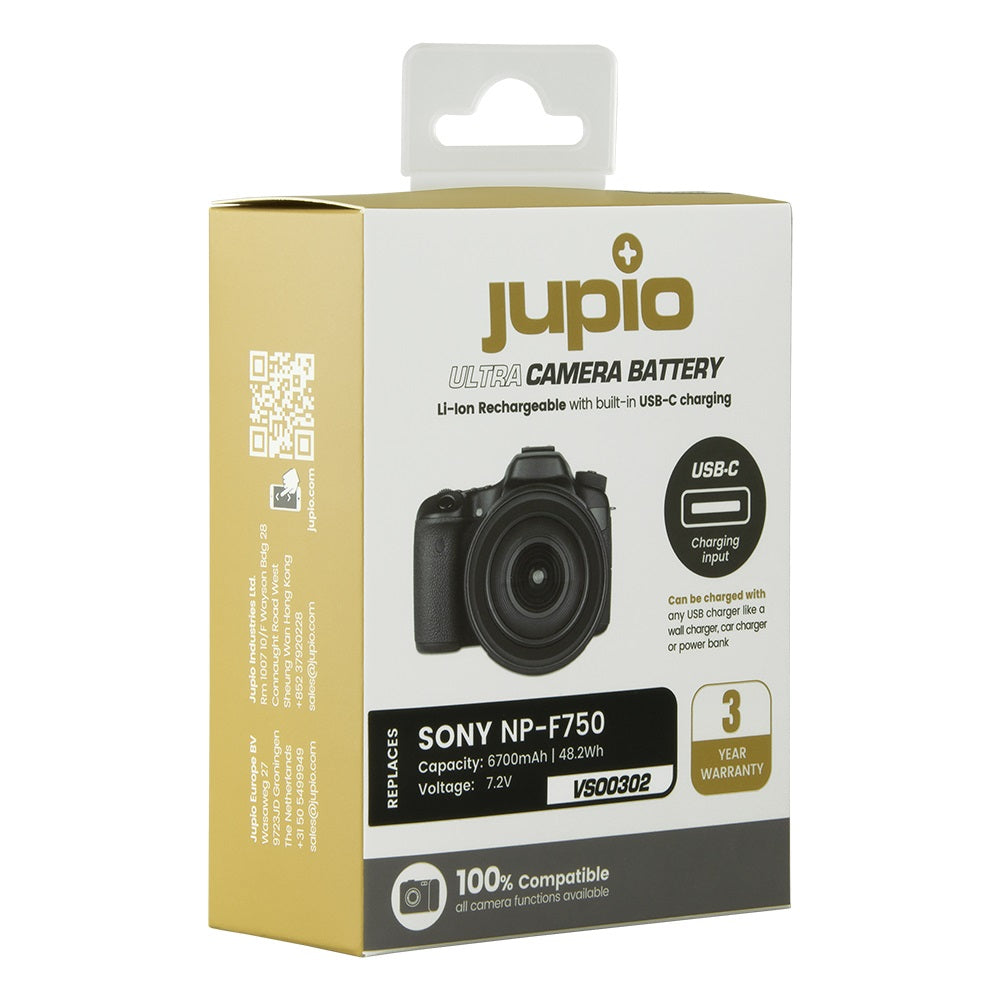 Jupio Sony NP-F750 Ultra C 6700mAh battery with USB-C input