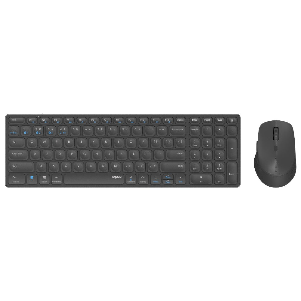 Rapoo 9700M Wireless multimode Blade Combo Compact Set, QWERTY US - Dark Grey