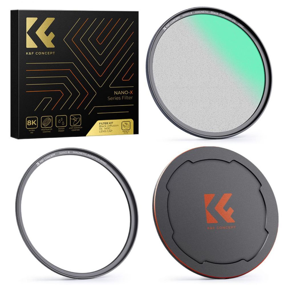 K&F Concept Magnetic 1/4 Black Mist Nano-X Filter incl Adapter Ring and Lens Cap 77mm