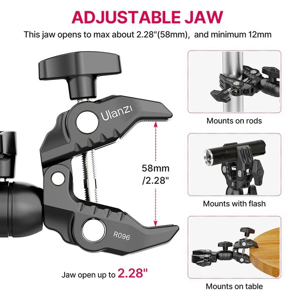 Ulanzi Double Super Tube Clamp for Connections until 60mm Diameter