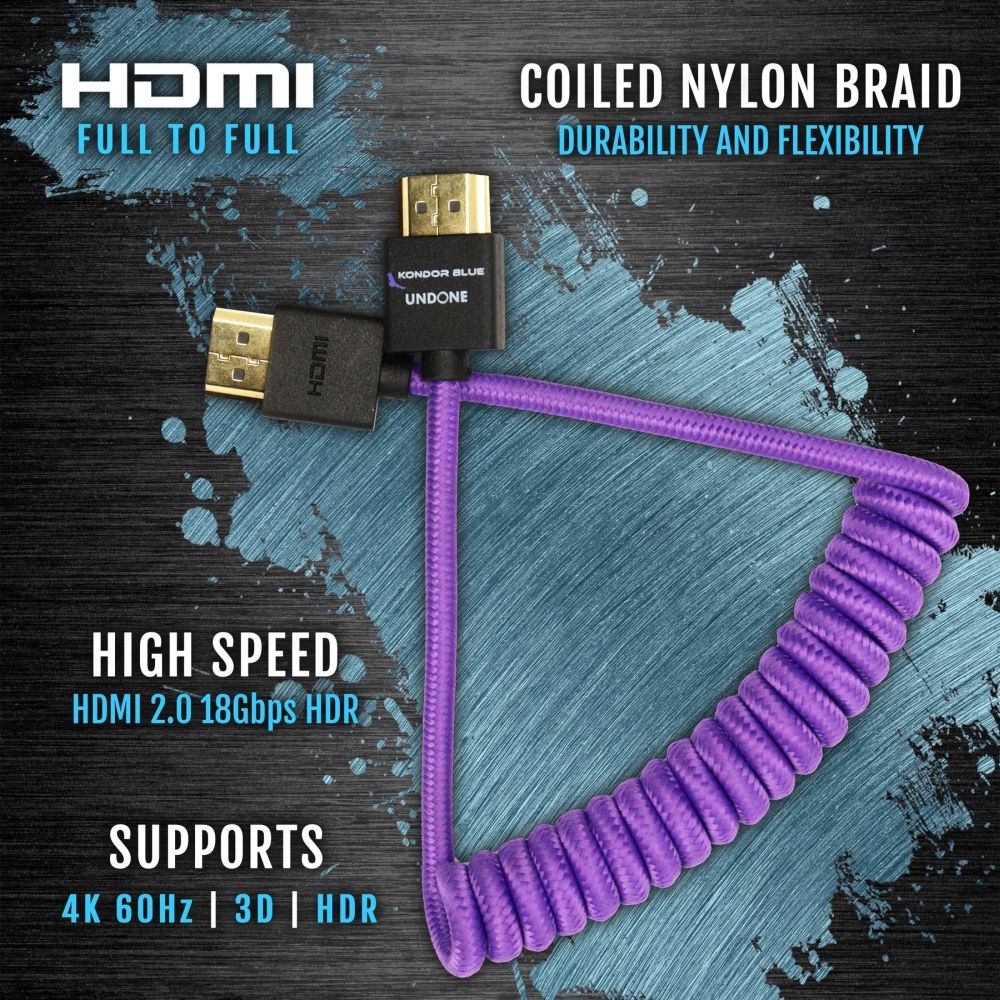 Kondor Blue Gerald Undone MK2 Full HDMI cable 12"-24" curled (purple)