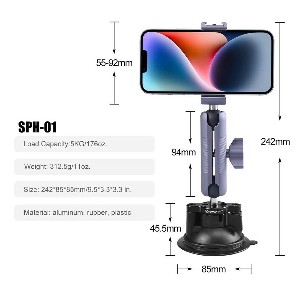 Sunwayfoto SPH-01 Multi-purpose suction cup with smartphone holder
