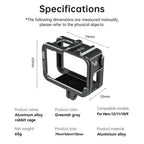 Telesin Metal cage for GoPro 9/10/11/12, horizontal+vertical