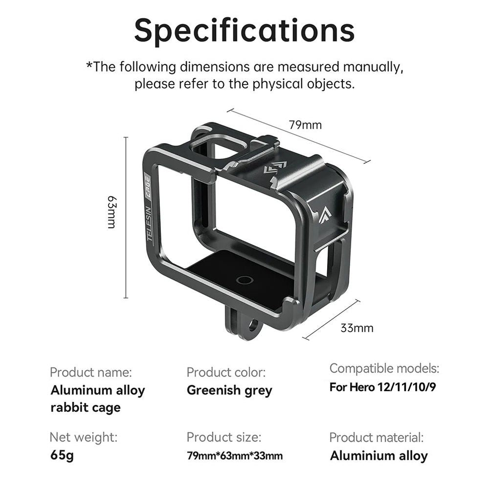 Telesin Metal cage for GoPro 9/10/11/12, horizontal+vertical