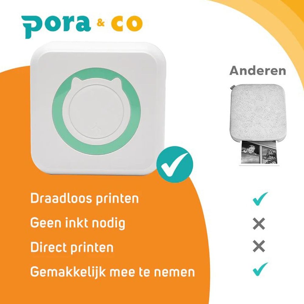 Pora&Co Mini photo printer for smartphone, green