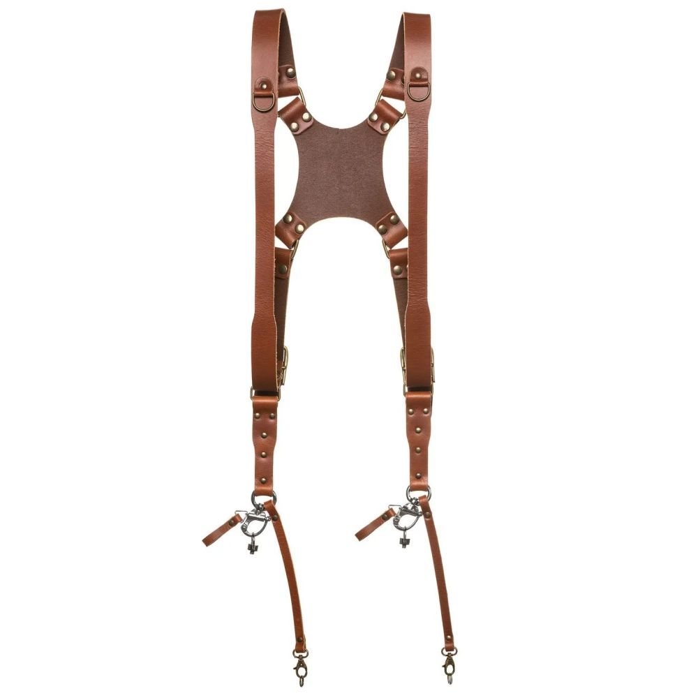 The Hantler Dual camera harness Cognac / Old silver, Regular