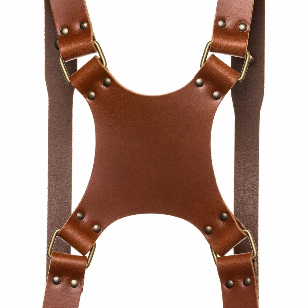 The Hantler Dual camera harness Cognac / Old silver, Regular