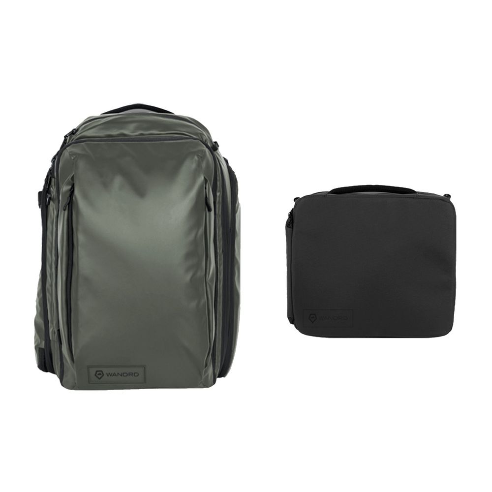 WANDRD Transit 45L Travel Backpack Wasatch Green Essential+ Bundle