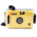 anTON K1 film camera with underwater housing, yellow