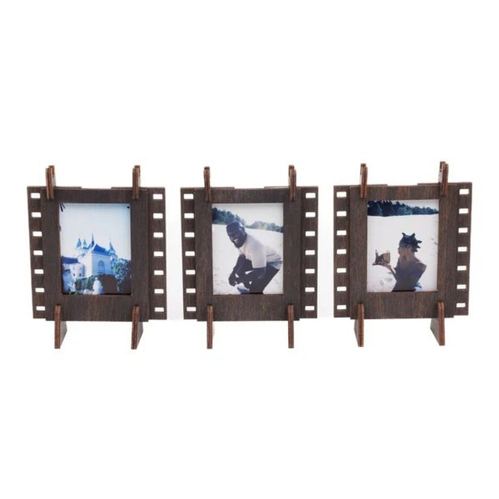 JollyLook 3 "Mini" photo frames, brown coloured