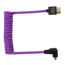 Kondor Blue Gerald Undone Full HDMI to angled micro-HDMI cable 12"-24" curled (purple) - left corner (Sony/Fuji)