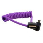 Kondor Blue Gerald Undone Full HDMI to angled micro-HDMI cable 12"-24" curled (purple) - left corner (Sony/Fuji)