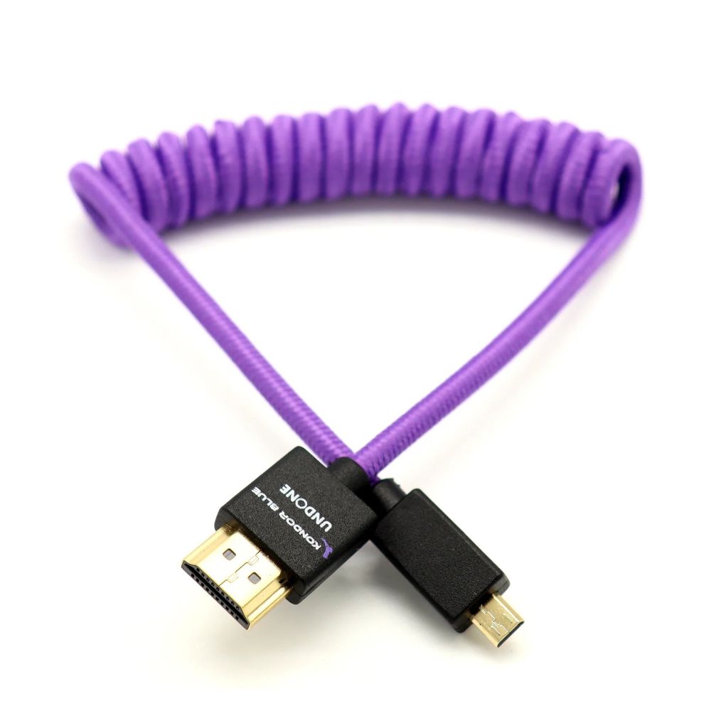 Kondor Blue Gerald Undone Micro HDMI to Full HDMI cable 12"-24" curled
