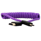 Kondor Blue Gerald Undone Mini HDMI to Full HDMI cable 12"-24" curled, purple