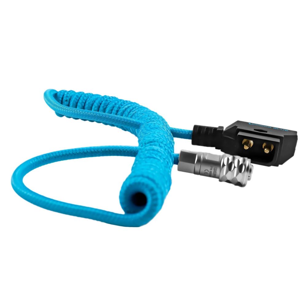 Kondor Blue Curled D-Tap to BMPCC 6K/4K power cable for Blackmagic, blue