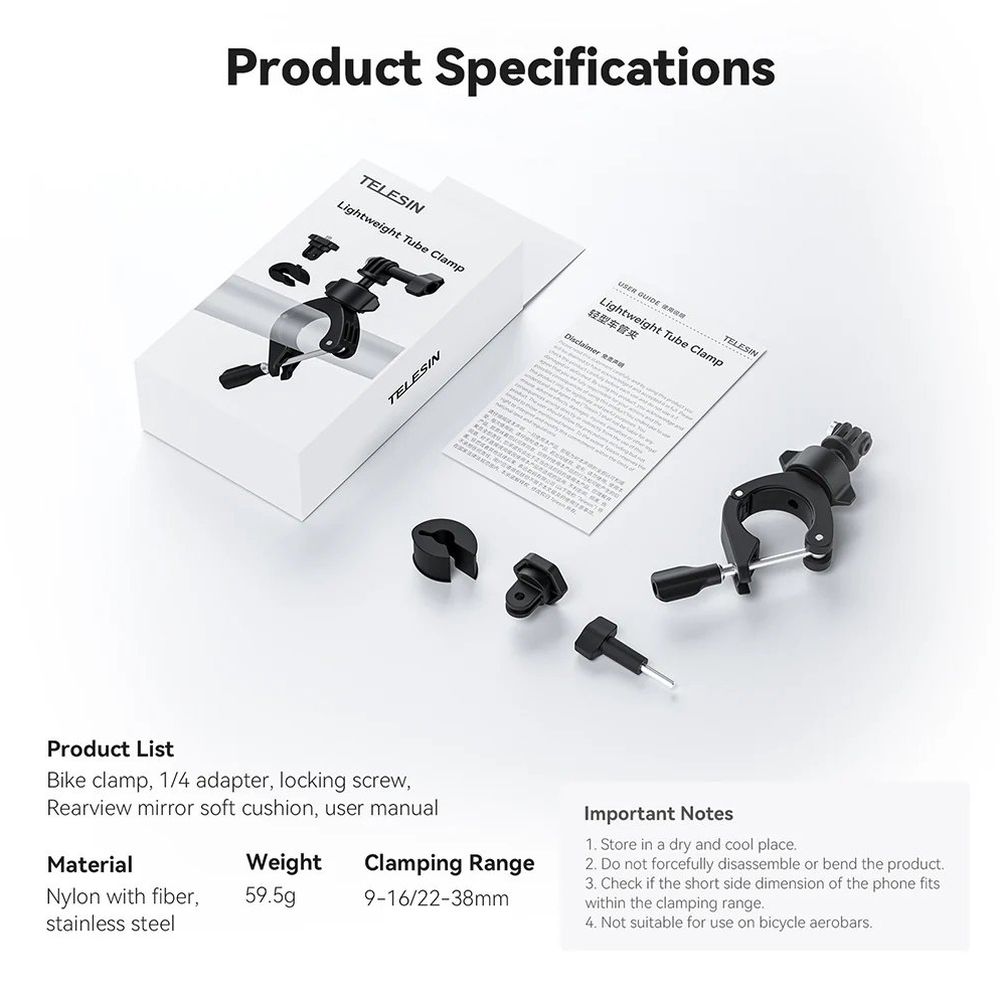 Telesin Bike Tube Mount 360º rotatable
