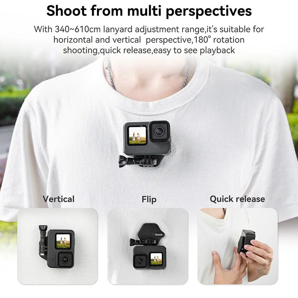 Telesin Magnetic Mount for GoPro with neck attachment