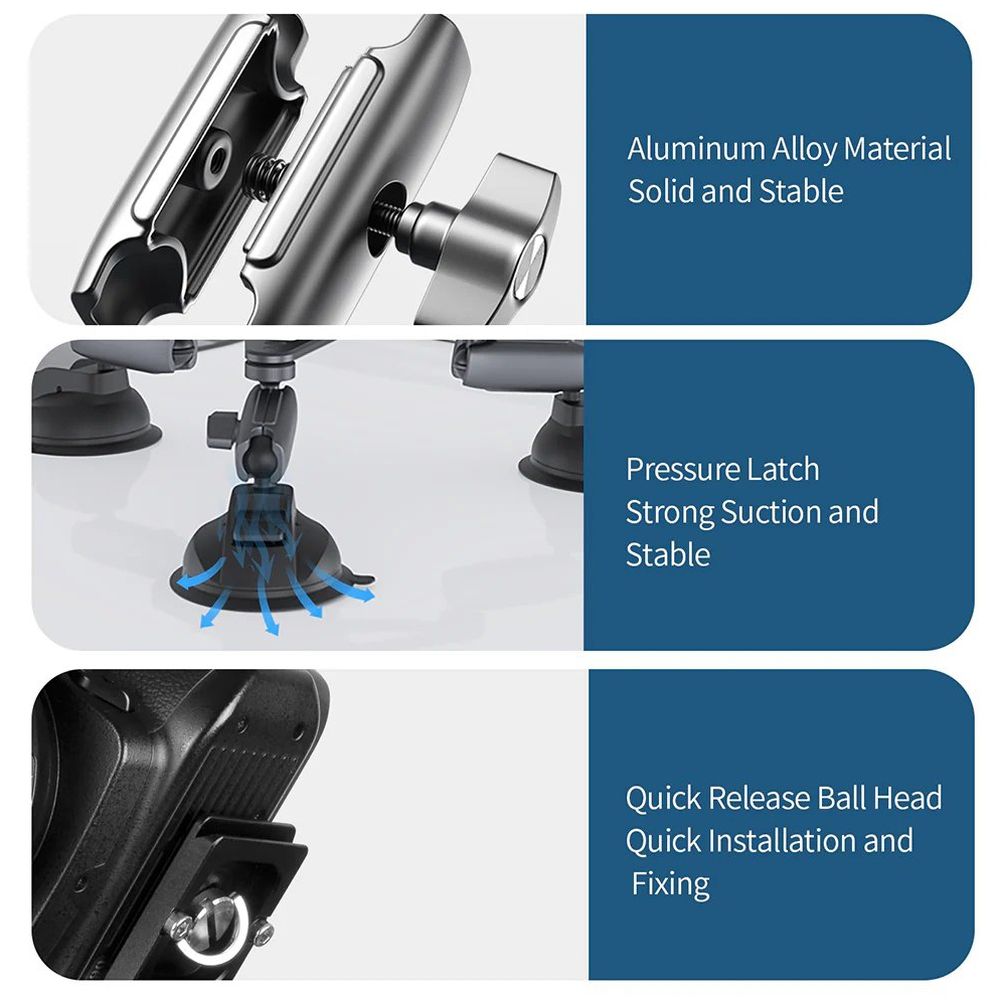 Telesin 3-Arm Suction Mount for GoPro+camera (with 3 suction cups)