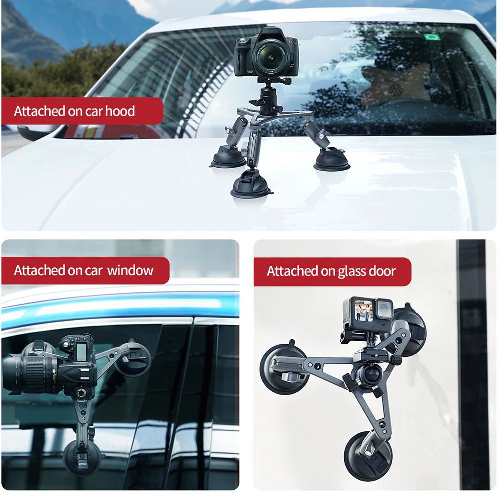 Telesin 3-Arm Suction Mount for GoPro+camera (with 3 suction cups)