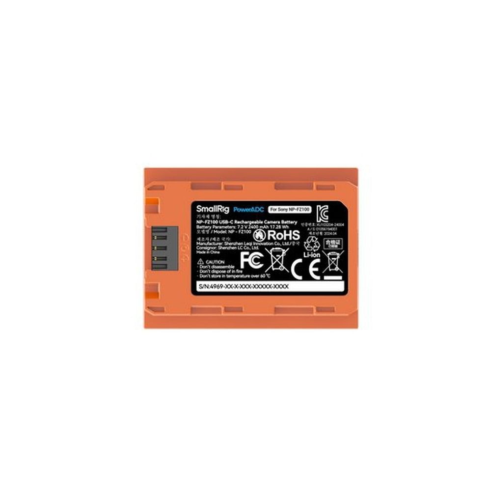 SmallRig 4969 NP-FZ100 USB-C Rechargeable Camera Battery orange