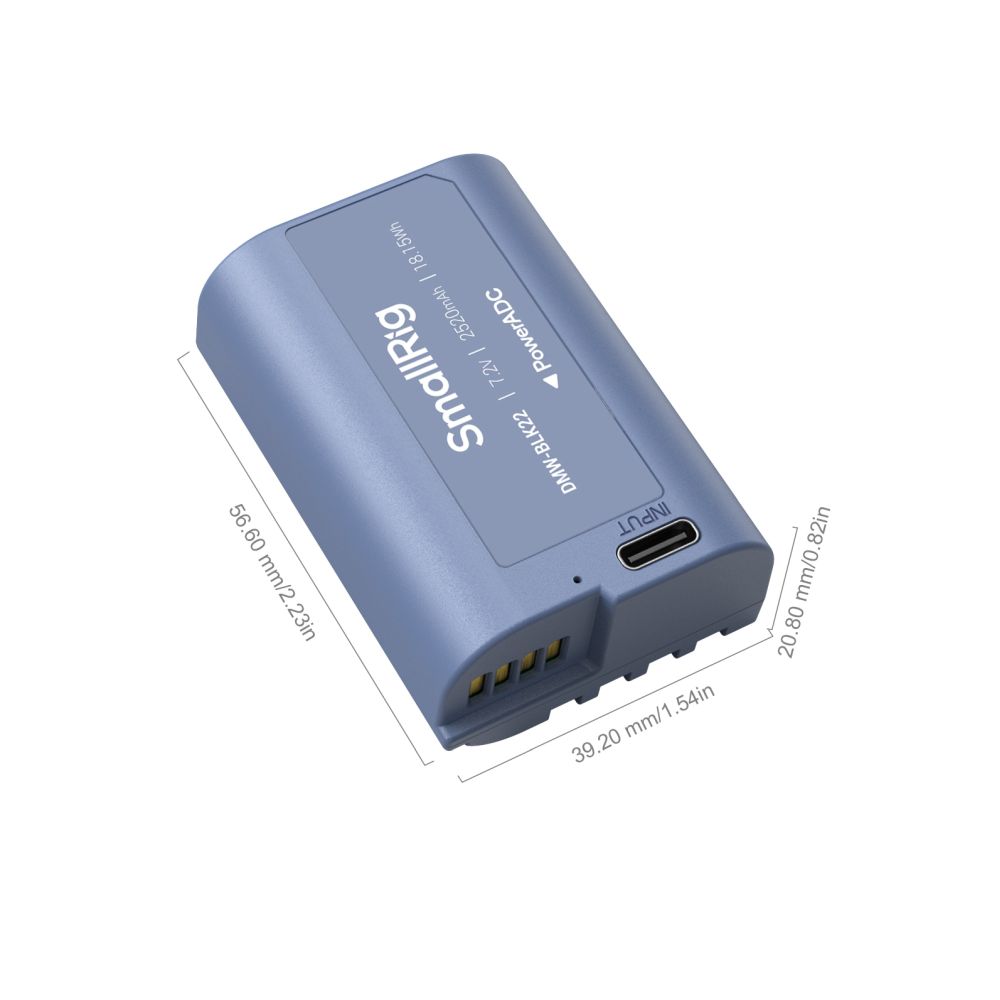 SmallRig 4906 DMW-BLK22 USB-C Rechargeable Camera Battery, blue