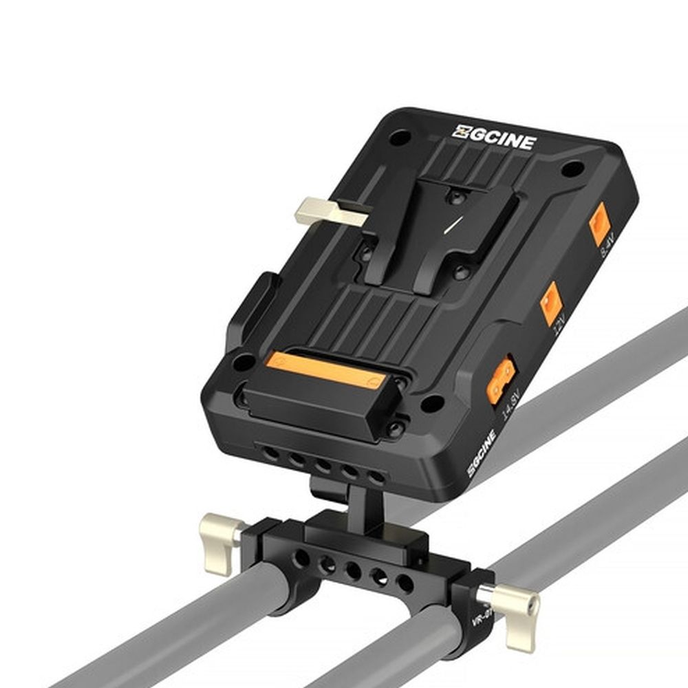 ZGCINE Tiltable V-mount Plate on 15mm rod mount