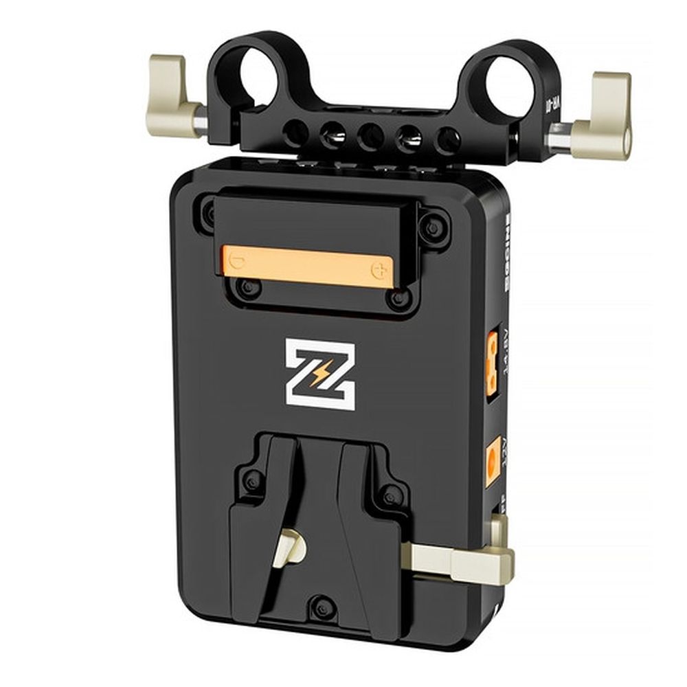 ZGCINE tiltable V-mount Plate / charger on 15mm rod mount