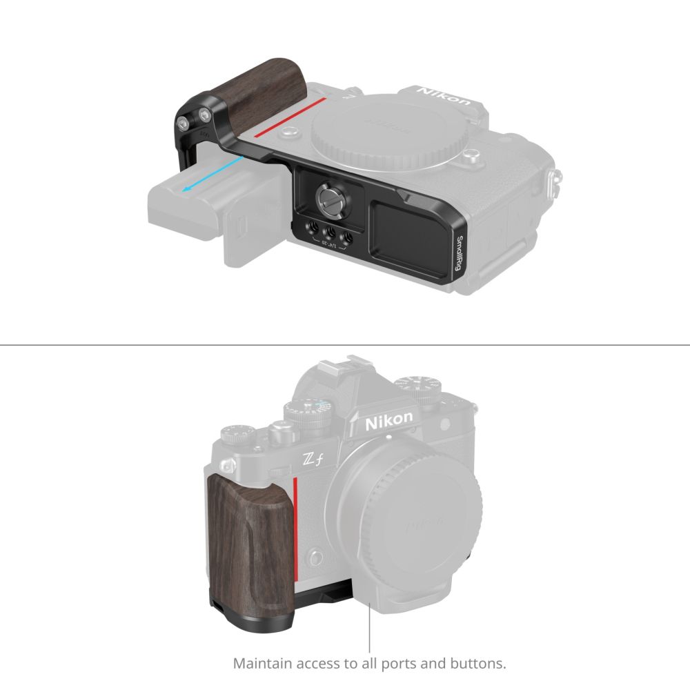 SmallRig 4801 L-Shape Mount Plate with Wooden Handle for Nikon Z f