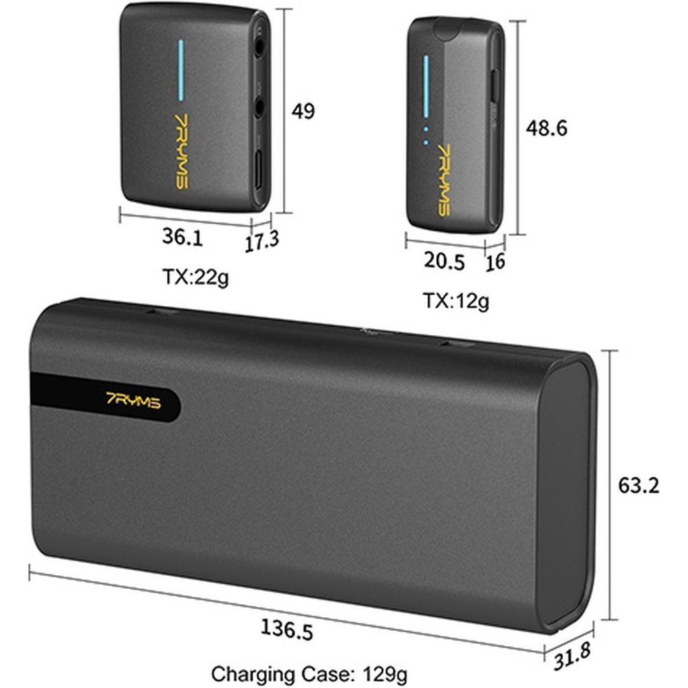 7RYMS iRay DW40 wireless microphone with 4 transmitters, black