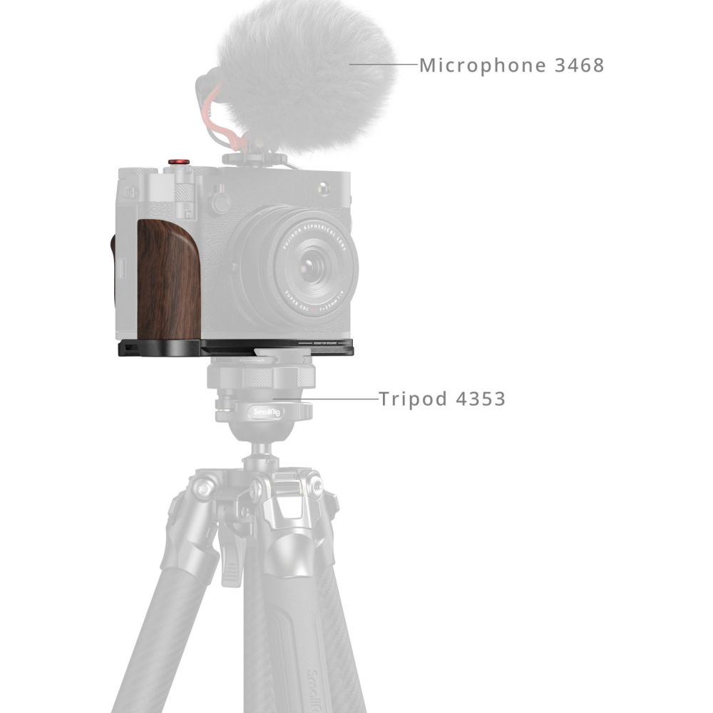 SmallRig 5266 L-Shape Mount Plate with Wooden Handle for Fujifilm GFX 100RF (black)