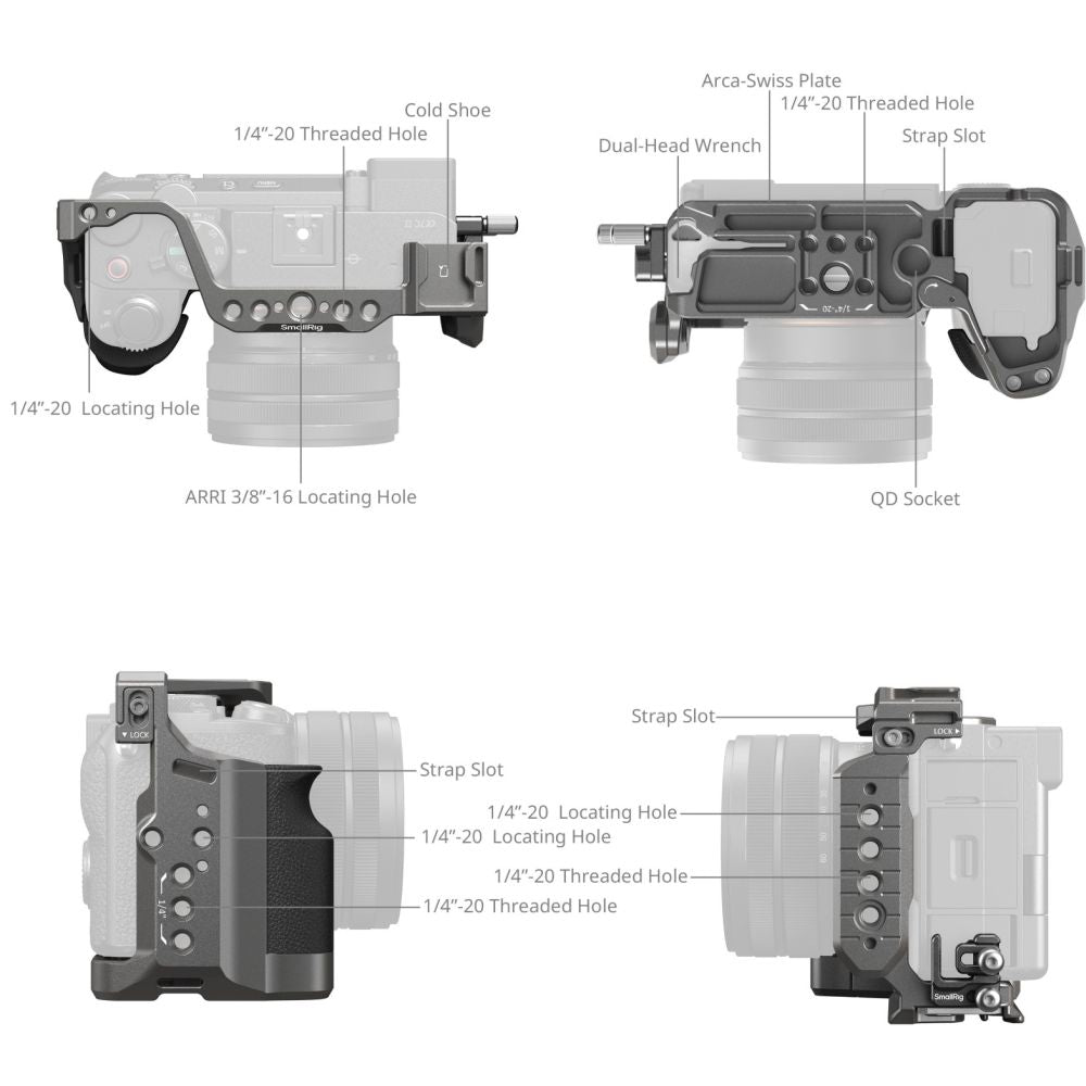 SmallRig 5198 "HawkLock" Quick Release Cage Kit with Silicone Handle for Sony Alpha 7C II / 7CR