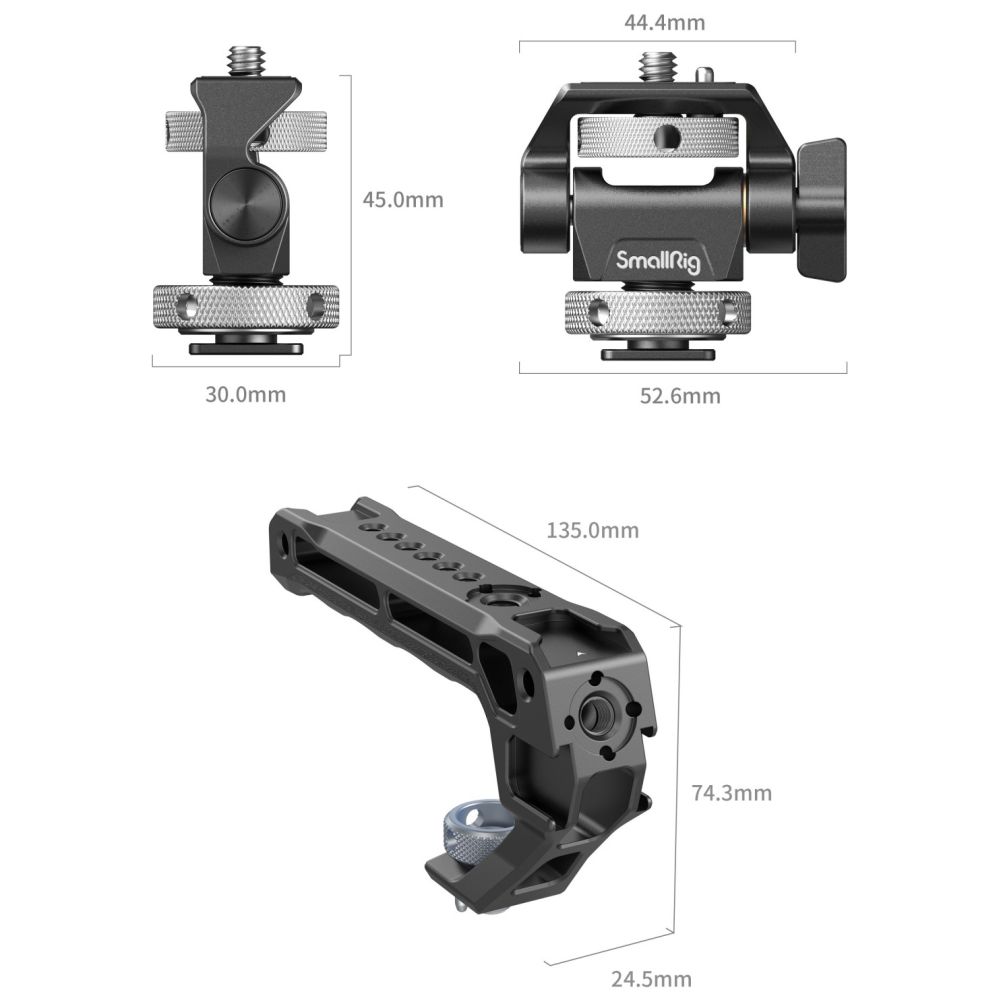 SmallRig 5322 Top Handle with Monitor Support Kit (Compatible with Cold Shoe)