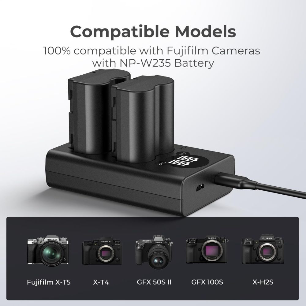 K&F Concept NP-W235 Dual Battery Charger USB-C with display