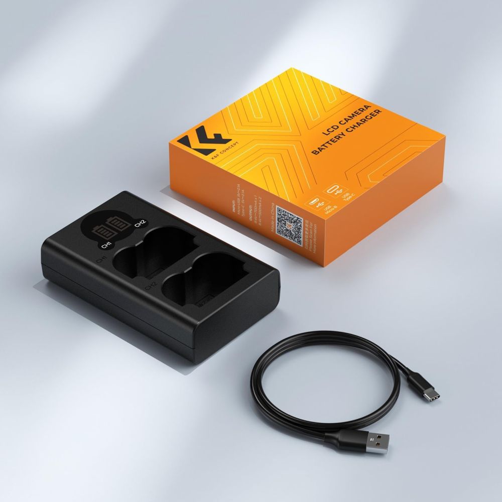K&F Concept NP-W235 Dual Battery Charger USB-C with display
