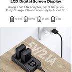 K&F Concept NP-FZ100 Dual Battery Charger USB-C with display