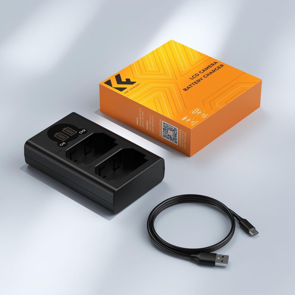 K&F Concept NP-FZ100 Dual Battery Charger USB-C with display